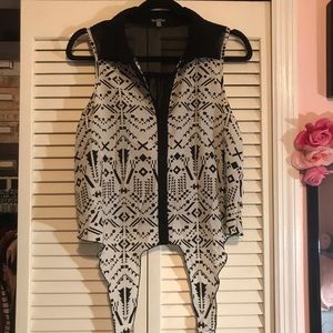 Tribal print sheer tank